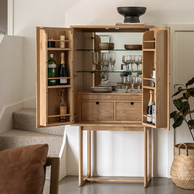 Langley Natural Cocktail Cabinet