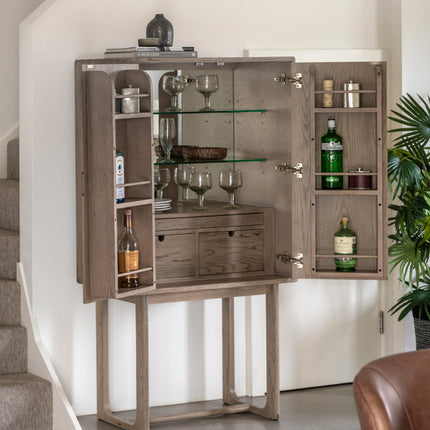 Langley Smoked Cocktail Cabinet