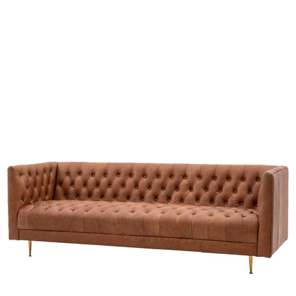 Emerson Brown Leather 3 Seater Sofa