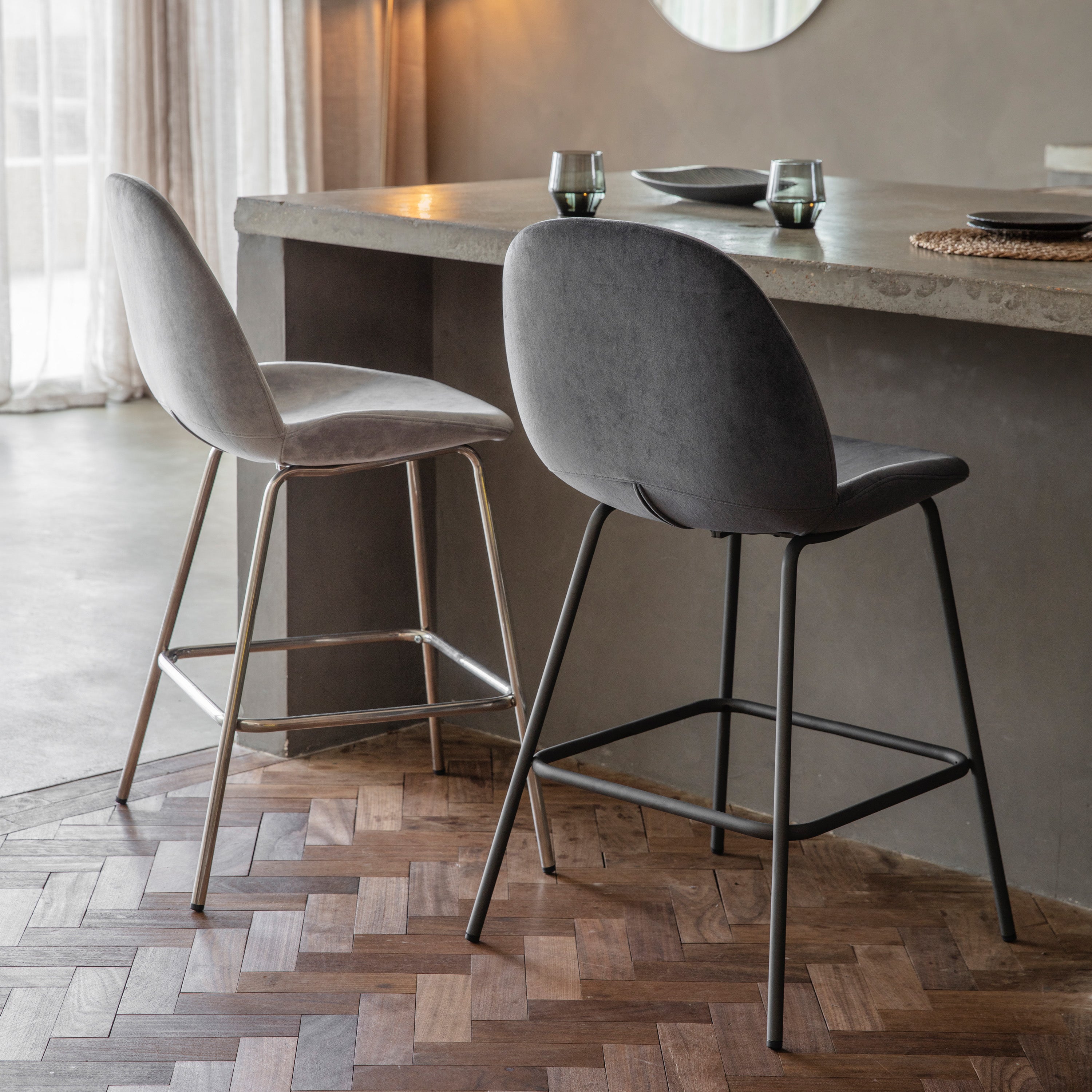 Finnegan Dark Grey Bar Stool Set of 2
