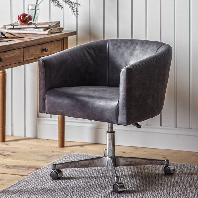 Benedict Antique Ebony Swivel Chair