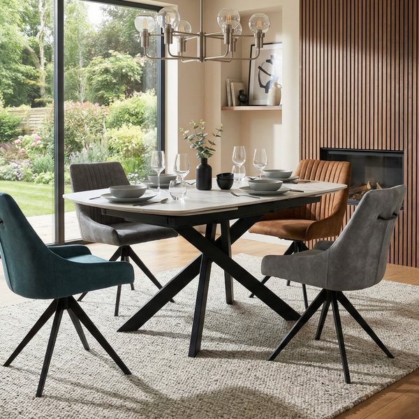 Seattle white ceramic extending dining table