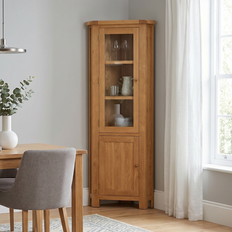 Cheltenham Oak Corner Display Cabinet