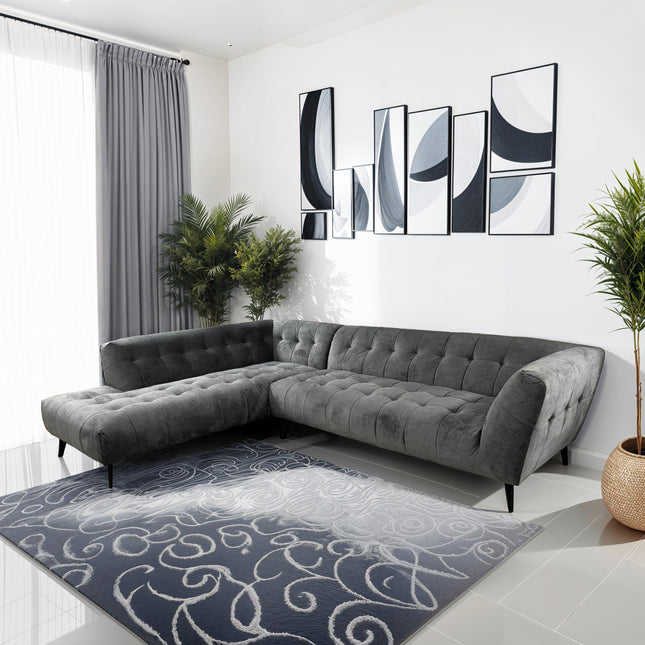 Montreal Grey Velvet Corner Sofa