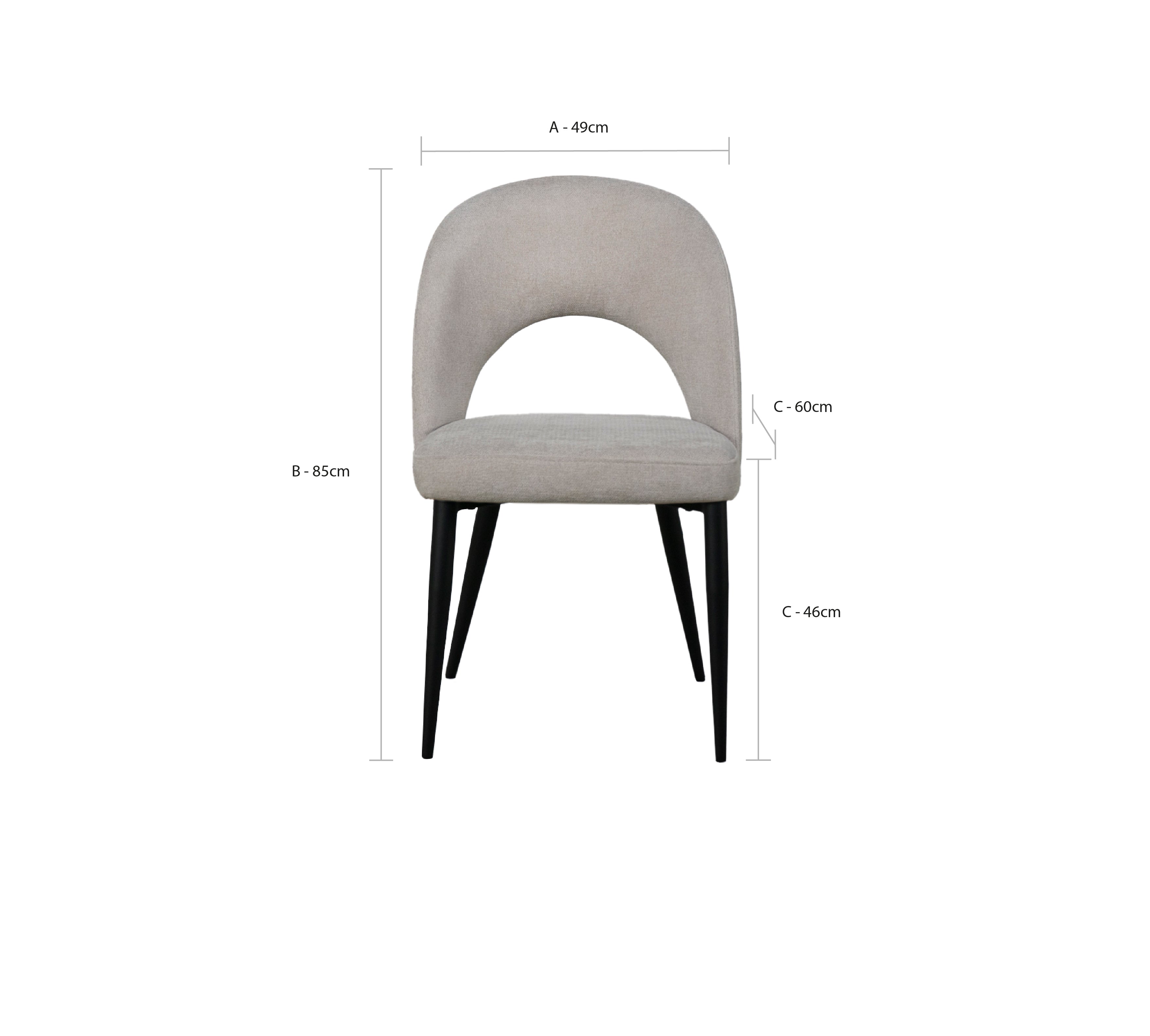 Morken Black Metal Legs Dining Chair - Set Of 2