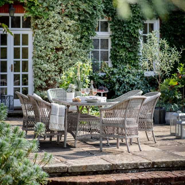 Aubrey Outdoor 6 Seater Oval Dining Set Stone