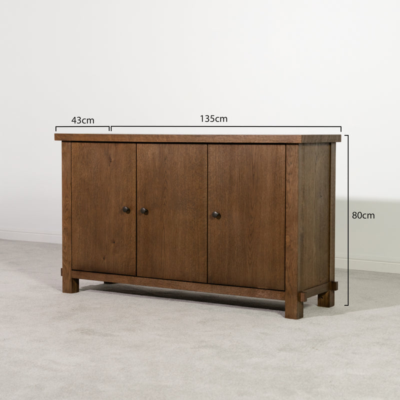 Quebec Oak 3 Door Sideboard
