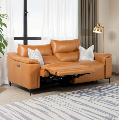 Dohar 3 Seater Leather Power Recliner Sofa