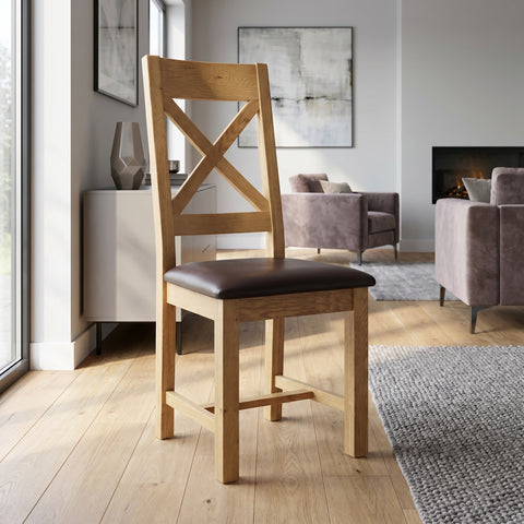 Cheltenham Oak Cross Back Dining Chair (Set of 2)