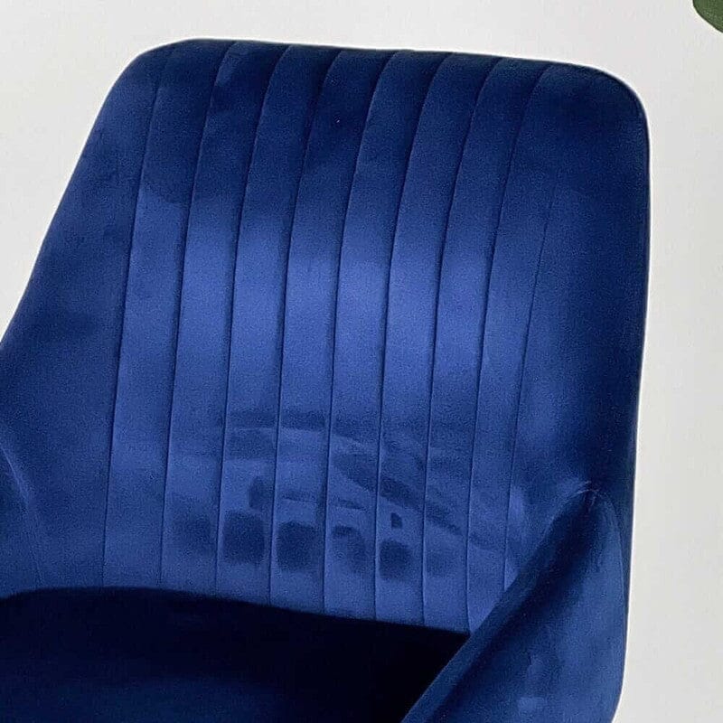 Aiden Blue Striped Velvet Swivel Bar Stools with Chrome Legs Bar Stool Aiden 