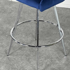 Aiden Blue Striped Velvet Swivel Bar Stools with Chrome Legs Bar Stool Aiden 