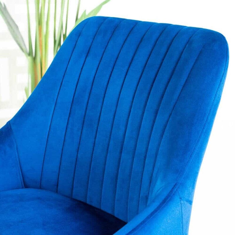 Aiden Blue Velvet Swivel Dining Chair Set Of 2 with Chrome Legs Dining Chair Aiden 