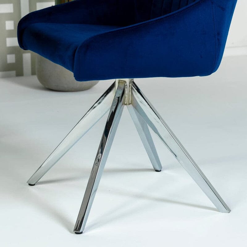 Aiden Blue Velvet Swivel Dining Chair Set Of 2 with Chrome Legs Dining Chair Aiden 