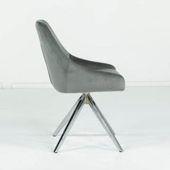 Aiden Grey Velvet Swivel Dining Chair Set Of 2 with Chrome Legs Dining Chair Aiden 