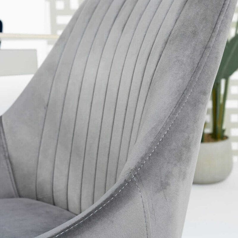 Aiden Grey Velvet Swivel Dining Chair Set Of 2 with Chrome Legs Dining Chair Aiden 