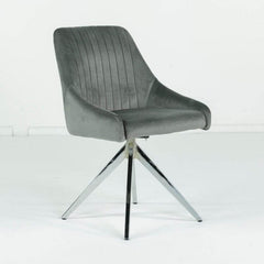 Aiden Grey Velvet Swivel Dining Chair Set Of 2 with Chrome Legs Dining Chair Aiden 