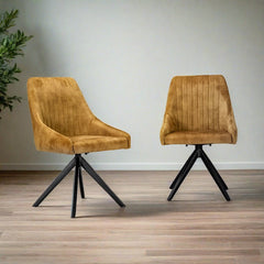 Aiden Mustard Velvet Swivel Dining Chair Set Of 2 Dining Chair Aiden 