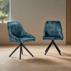 Aiden Teal Velvet Swivel Dining Chair Set Of 2 Dining Chair Aiden 