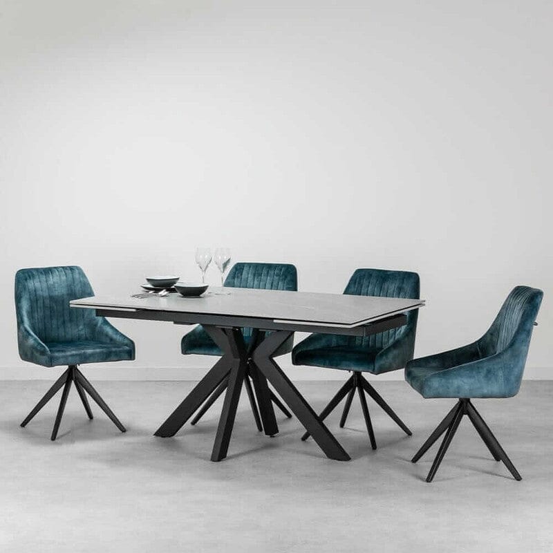 Aiden Teal Velvet Swivel Dining Chair Set Of 2 Dining Chair Aiden 