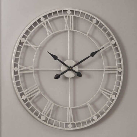 Antique Silver Metal Round Wall Clock