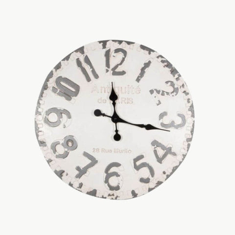 Antique White & Grey Round Wall Clock