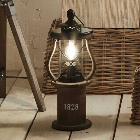 Antique Wood Lantern Table Lamp