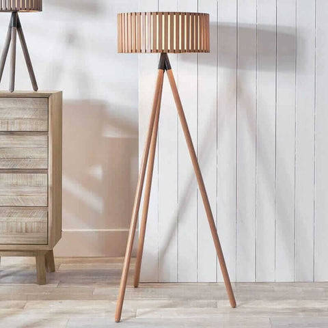 Antique Wood Slat Floor Lamp