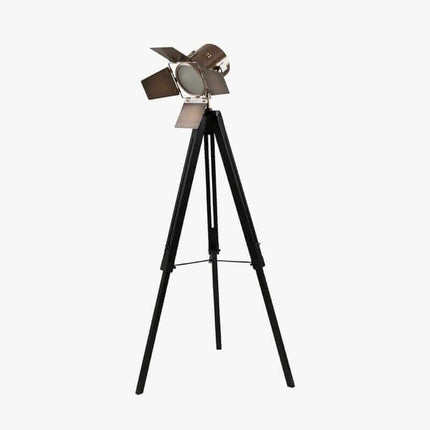 Black Wood Film Light Floor Lamp Floor Lamp Black & Copper 