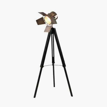 Black Wood Film Light Floor Lamp Floor Lamp Black & Copper 