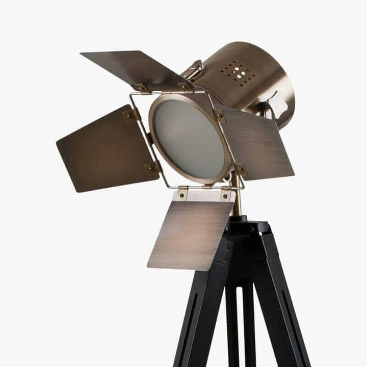 Black Wood Film Light Floor Lamp Floor Lamp Black & Copper 