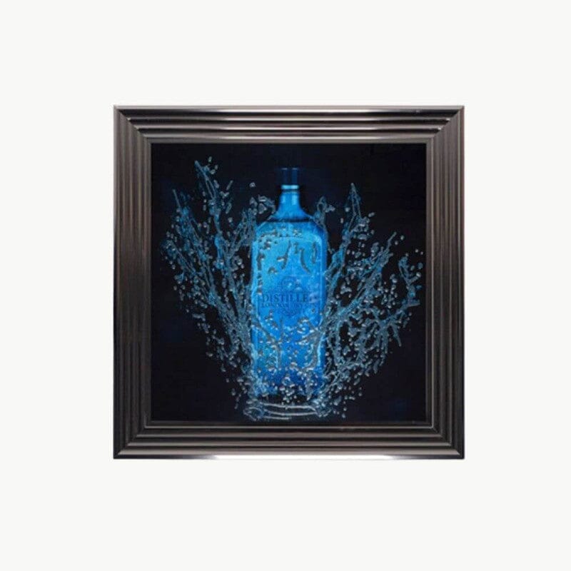 Blue Gin Liquid Artwork with Swarovski Crystals Artwork Liquid Artwork 
