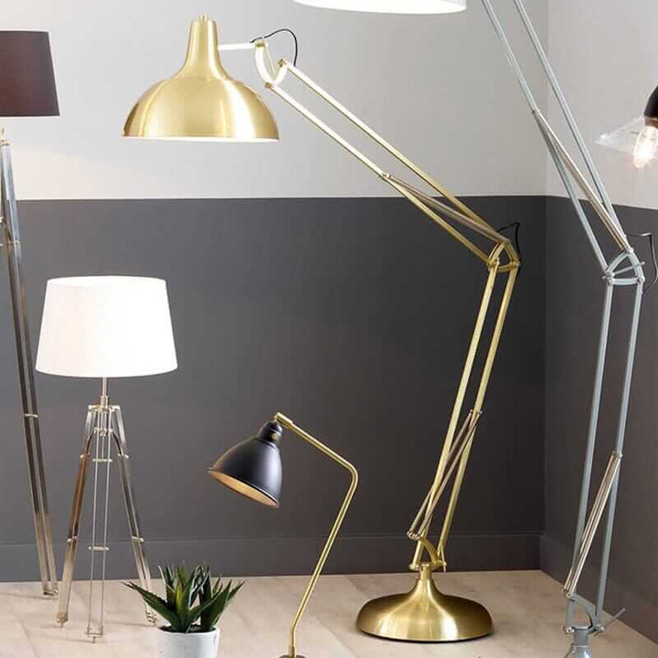 Brass Oversized Task Floor Lamp Floor Lamp Black & Copper 