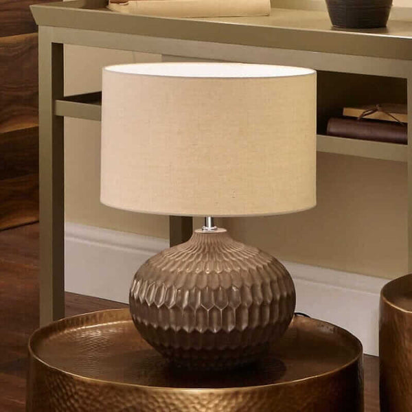 Bronze Textured Glazed Ceramic Table Lamp Table Lamp Black & Copper 