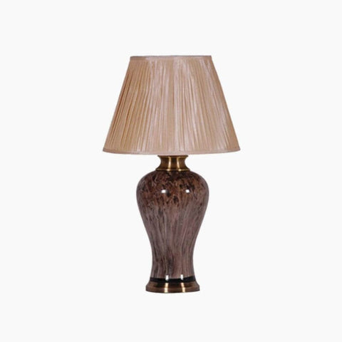 Brown Marble Lamp with Gold Shade