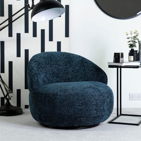 Bubble Blue Curved Swivel Chair