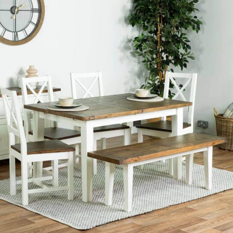 Devon Extendable Dining Table (140-180cm) & Bench