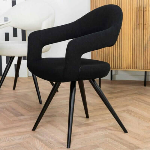 Emma Bouclé Black Dining Chair Set Of 2