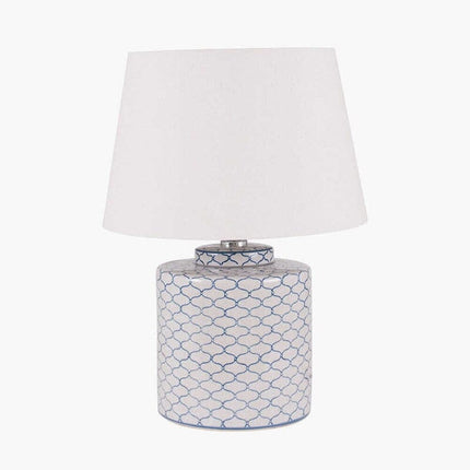 Grey and Blue Detail Ceramic Table Lamp Table Lamp Black & Copper 