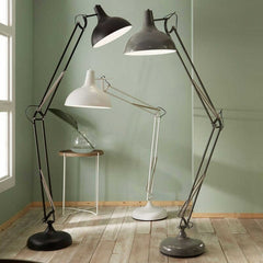 Grey Painted Oversize Task Floor Lamp Floor Lamp Black & Copper 