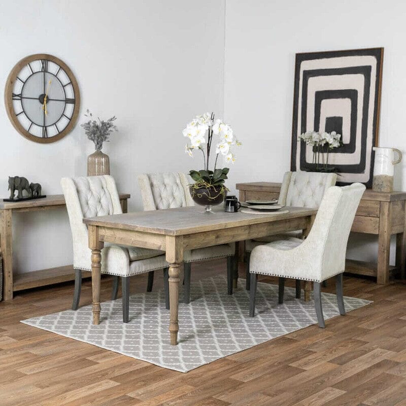 White rustic deals dining table set