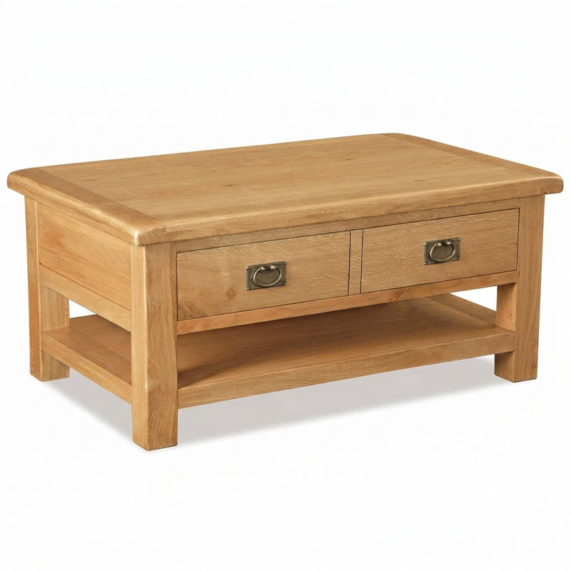 Cheltenham Oak Large Coffee Table With Drawer And Shelf