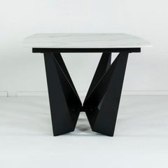 Marvel Ceramic Fixed Top Dining Table & Black Emma Bouclé Dining Chair Set Package Deal Package Deal Marvel 