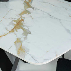 Marvel Ceramic Fixed Top Dining Table & White Emma Bouclé Dining Chair Set Package Deal Package Deal Marvel 