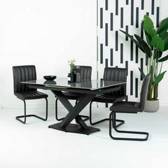 Merlin Ceramic Extendable Dining Table (140cm-180cm) & Anaheim Dining Chairs Package Deal Package Deal Merlin 