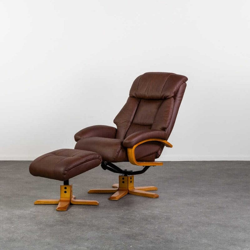 Nyla Chestnut Swivel Recliner & Stool Recliner Nyla 