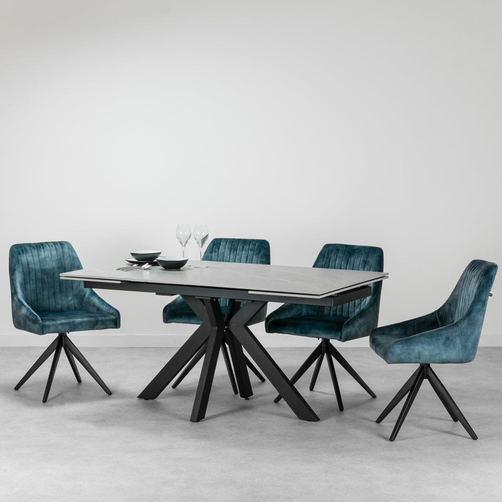 Olympia Light Grey Extendable Dining Table & Blue Aiden Chairs Package Deal Package Deal Olympia 