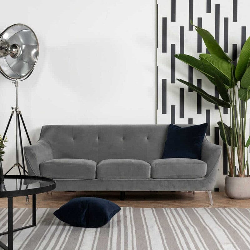 Orson Velvet Grey 3 Seater Sofa Sofa Orson 