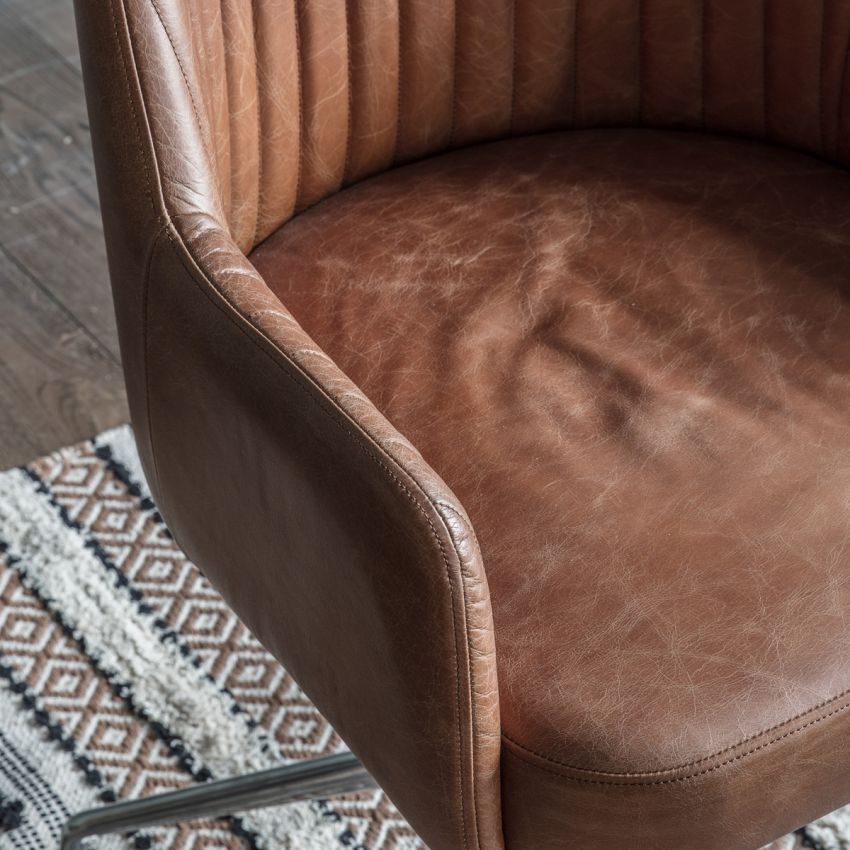 Atria Brown Leather Swivel Chair
