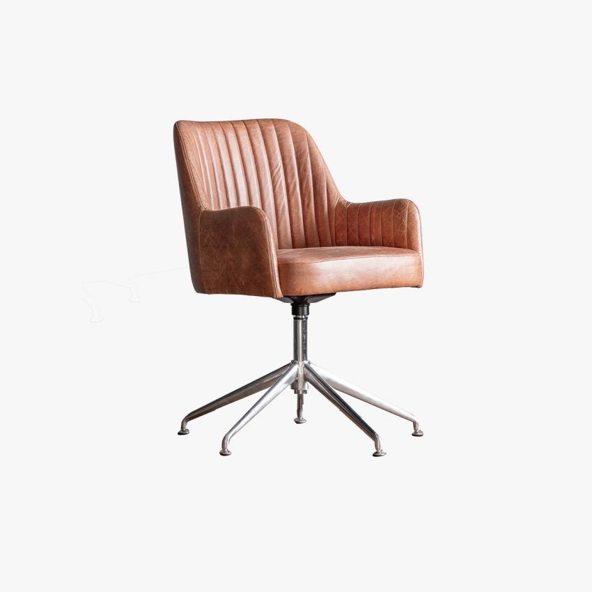 Atria Brown Leather Swivel Chair