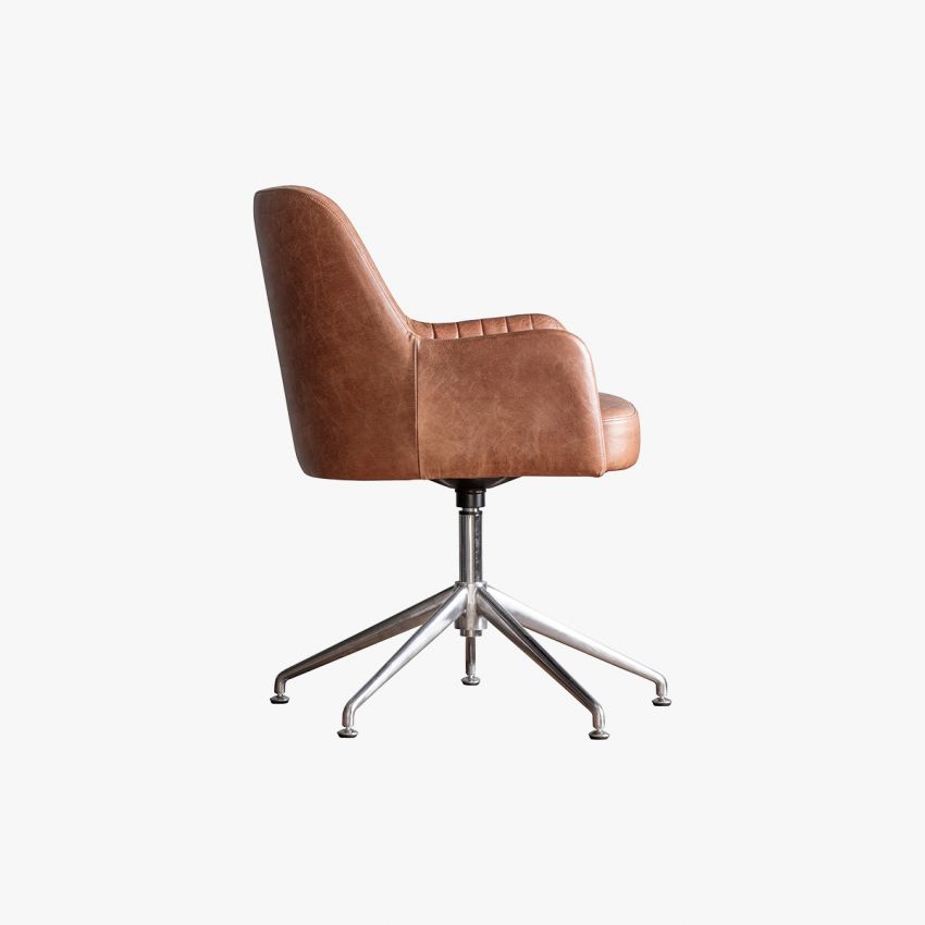 Atria Brown Leather Swivel Chair